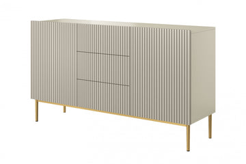 Nicole ladekast 150 cm - 3 lades, push-to-open | Kleur: Kasjmier | Poten: Goud