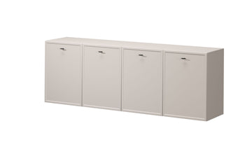 Lorini hangende ladekast 4 deuren 200 cm - Modern MDF melamine | Kleur: Kasjmier/zwart