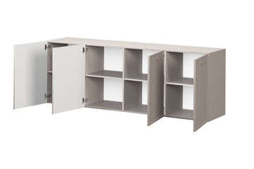 Lorini hangende ladekast 200 cm - Kasjmier met gouden T-bar handgrepen | Kleur: Kasjmier