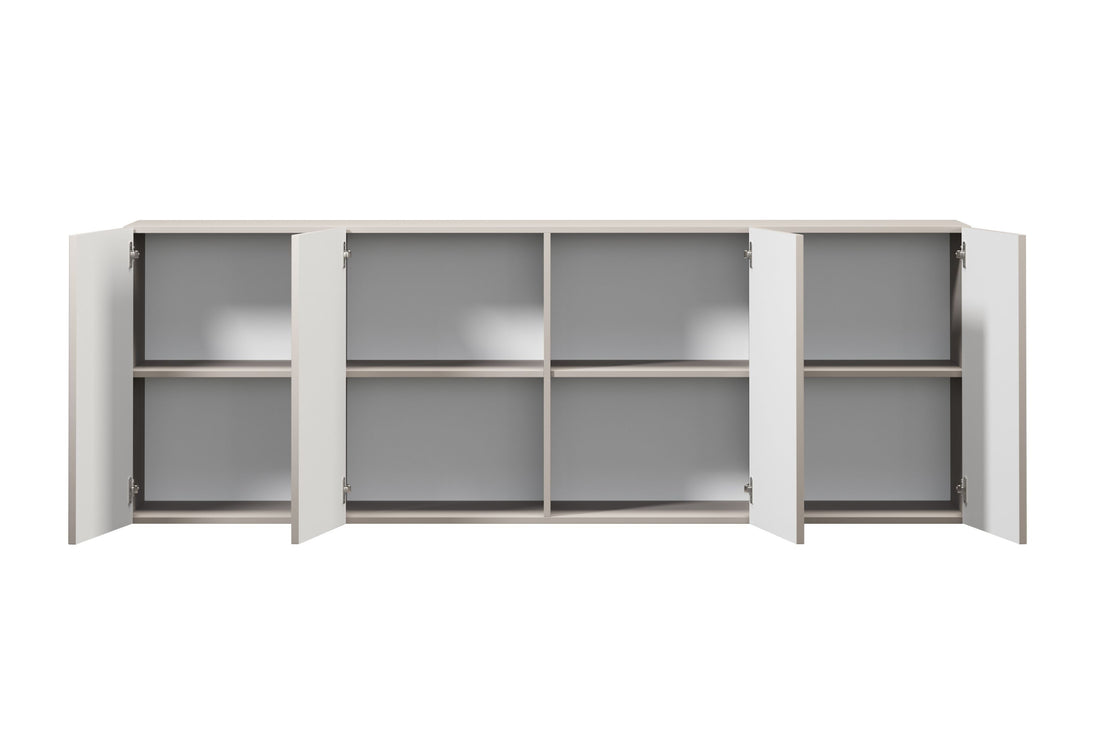 Lorini Vierdeurs Hangende Ladekast 200 cm - Luxe Kasjmier met Gouden Handgrepen | Kleur: Kasjmier