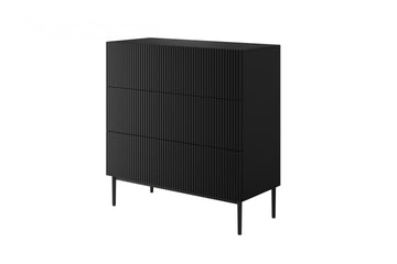 Nicole ladekast 3 lades - Modern mat zwart design | Kleur: Mat Zwart | Maat: 100x105x45 cm