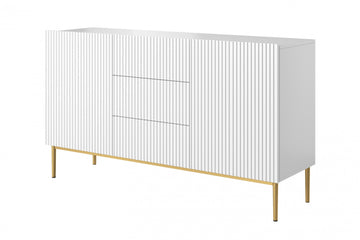 Nicole ladekast 150 cm - Mat wit met gouden poten | Kleur: Mat wit | Maat: 150x85x45 cm