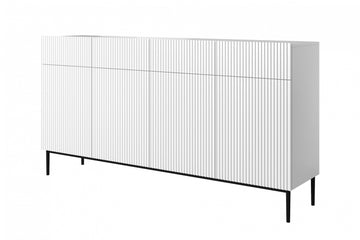 Nicole ladekast 200 cm – Scandinavisch design, 4 laden, mat wit | Zwart poten | 200x105x45 cm