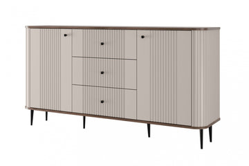 Vesper ladekast 160 cm met lades en kasten - Kasjmier/Walnoot/Zwarte poten