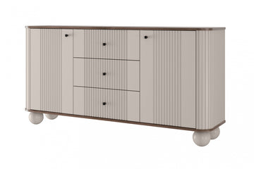 Vesper ladekast 160 cm – 3 lades, 2 deuren, massief houten poten | Kleur: kasjmier, walnoot & zwart