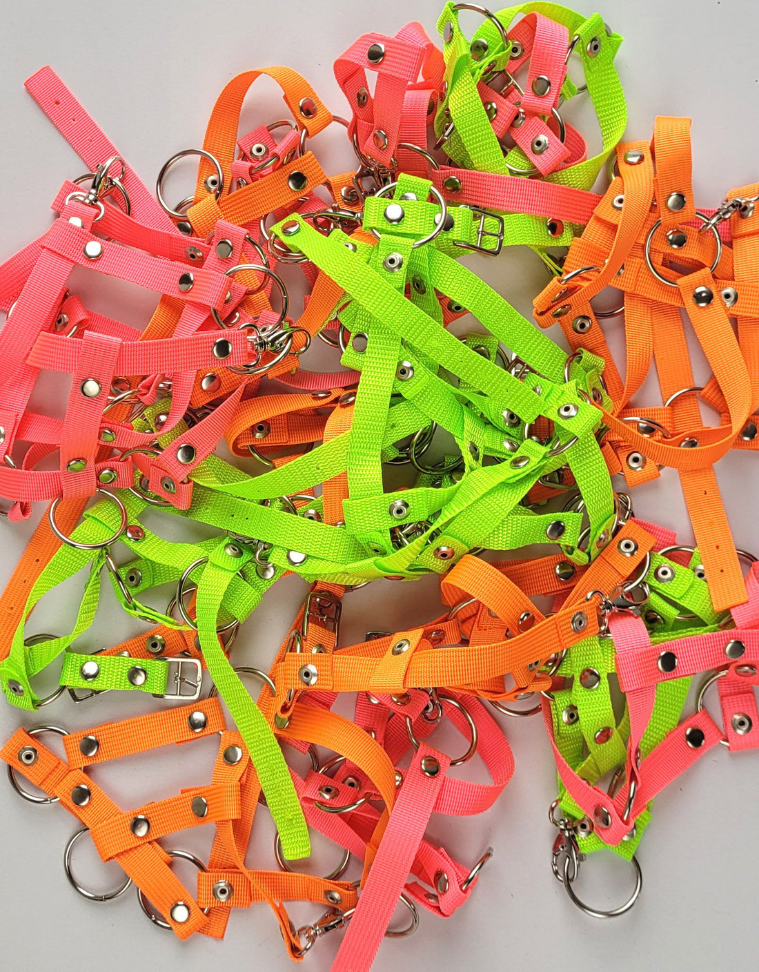 Touw voor steckenpaard - leiband - duurzaam nylon, neon oranje, met stevige musketonhaak