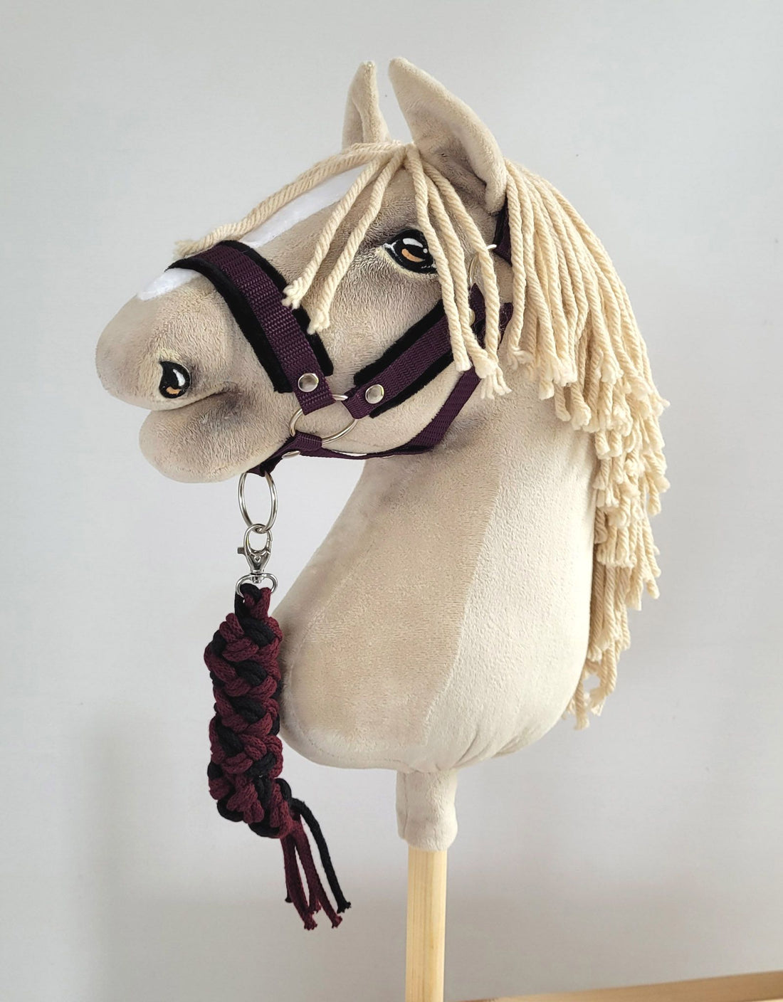 Zweep voor hobby paard - dressuurzweep - hypoallergeen en comfortabele grip, zwart-pruim