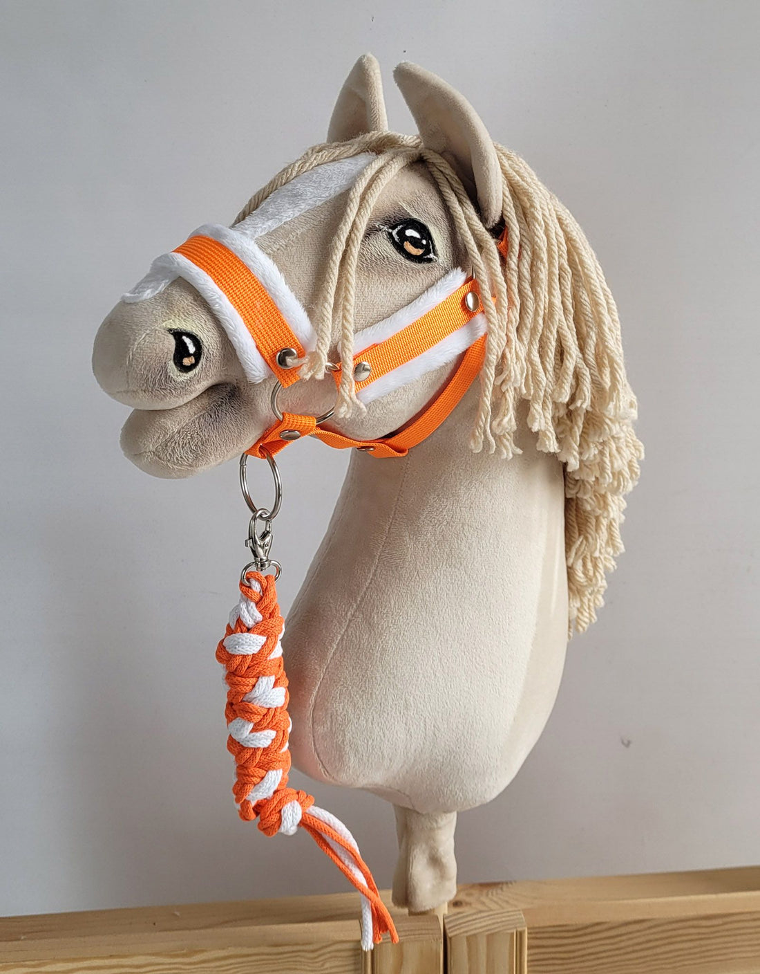 Hoeflijn paard, zachte leidsel, hypoallergeen comfortabel – neon oranje/wit – 73 cm