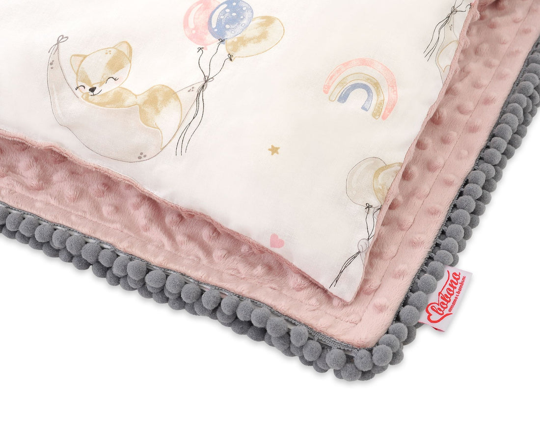 Babyset, wiegset, extra warm & zacht - dubbelzijdige minky deken + kussen - Ballonnen