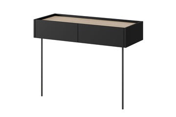 Desin kaptafel met 2 lades en metalen poten - Mat zwart / Nagano eik | 100x83x40 cm