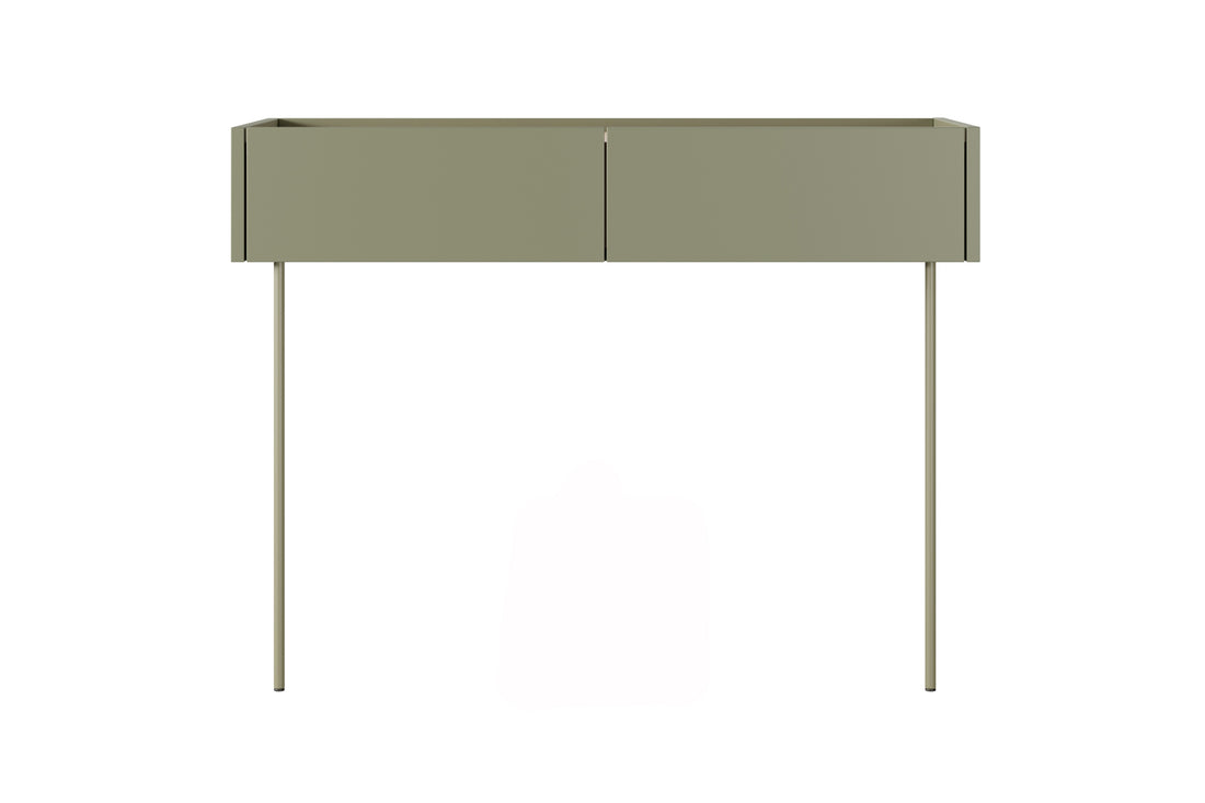 Desin Kaptafel 100 cm met Lades en Metalen Poten | Kleur: Olijfgroen/Nagano Eik | Maat: 100x83x40 cm