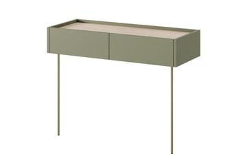Desin Kaptafel 100 cm met Lades en Metalen Poten | Kleur: Olijfgroen/Nagano Eik | Maat: 100x83x40 cm