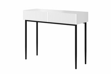 Nicole Kaptafel 100 cm met Lades - Mat Wit/Zwarte Poten | Kleur: Wit mat | Maat: 100x82x41 cm
