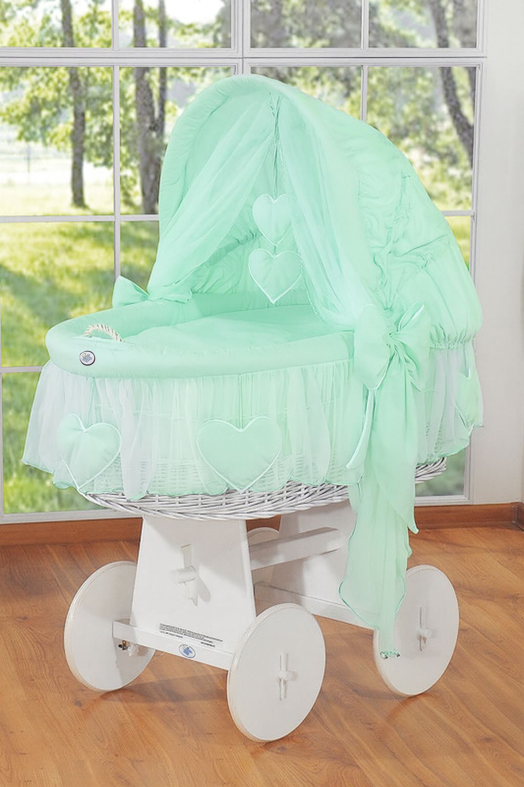 Wieg Amelie - babywieg - handgevlochten wicker, ademend en veilig, incl. matras & beddengoed