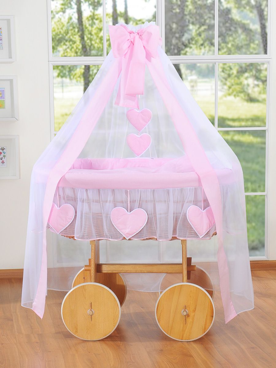 Wicker babywieg, handgevlochten mand, natuurlijk comfort met premium matras en beddengoedset