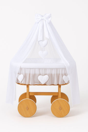 Wicker babywiegmand met baldakijn – handgeweven natuurlijk – stabiel en ademend design