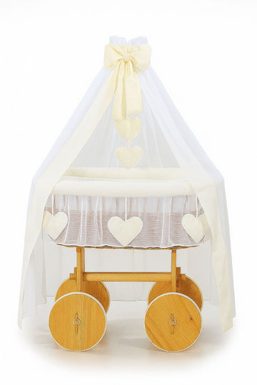 Wicker wieg Deluxe Amelie - rieten babywieg - duurzaam eco-design met premium matras en beddengoed