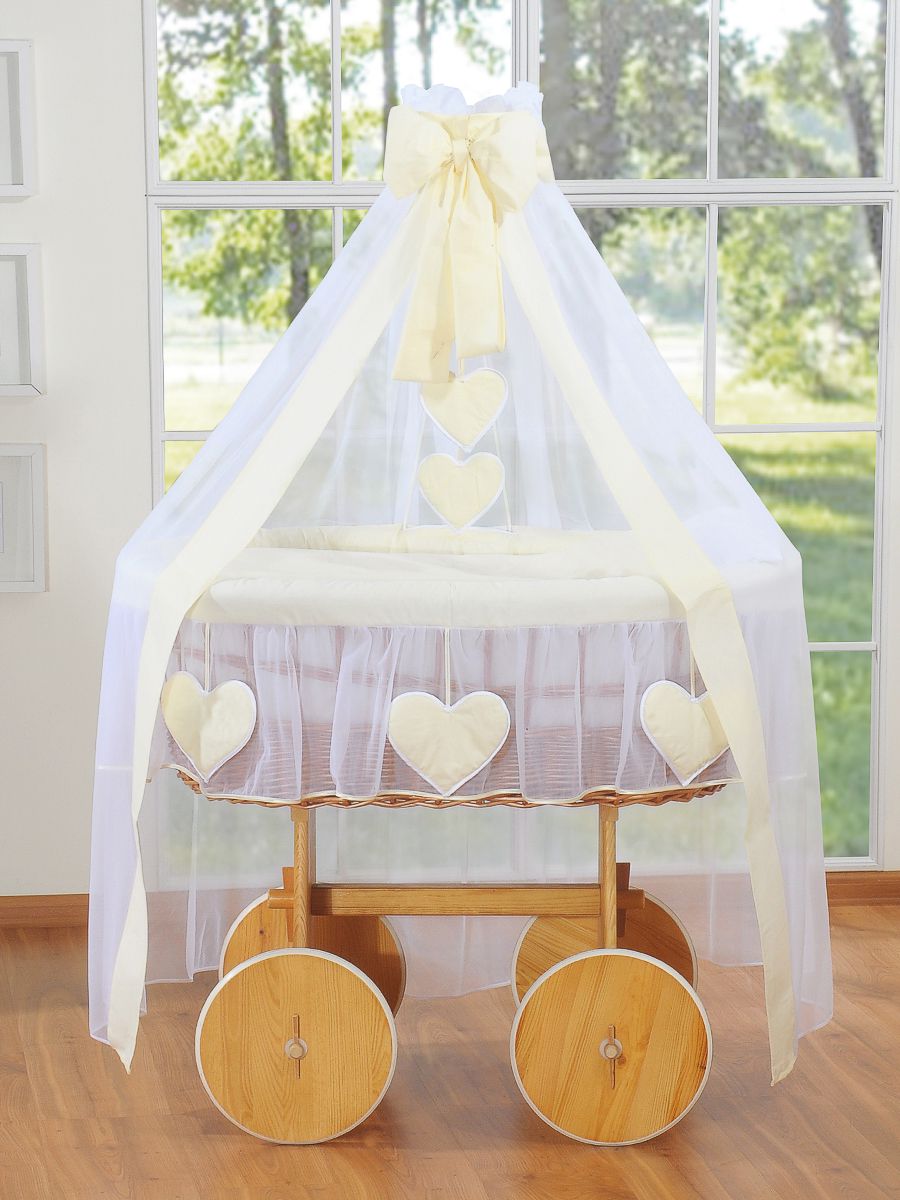 Wicker wieg Deluxe Amelie - rieten babywieg - duurzaam eco-design met premium matras en beddengoed