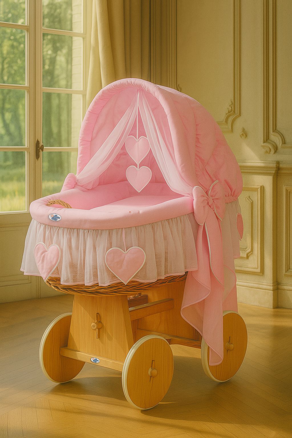Wicker babywieg Amelie - handgeweven mand - eco-vriendelijk en veilig slaapcomfort