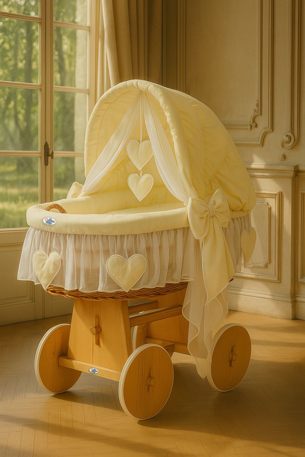 Wicker wieg Amelie - handgeweven babywieg - verstelbare kap voor optimale geborgenheid
