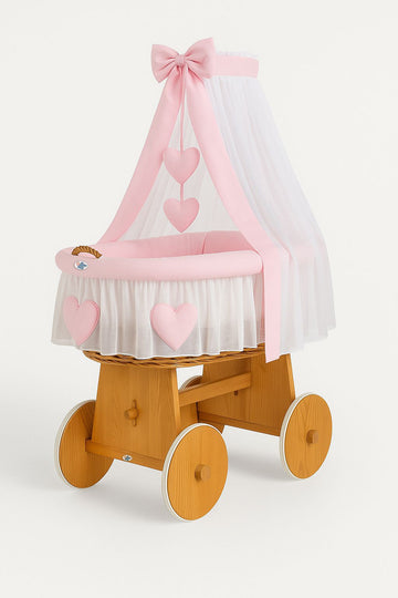 Wicker wieg met deken Amelie - handgevlochten babybedje - natuurlijk en veilig slapen