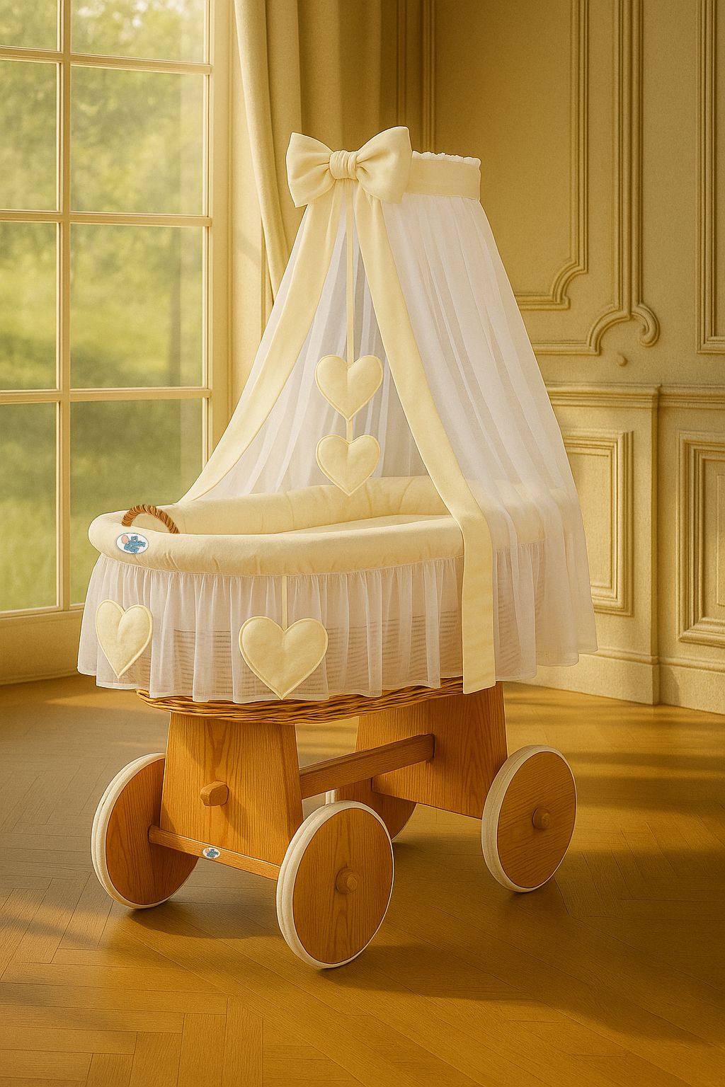 Baby Wicker Wieg Amelie - handgeweven mand - natuurlijke materialen voor veilige slaapomgeving