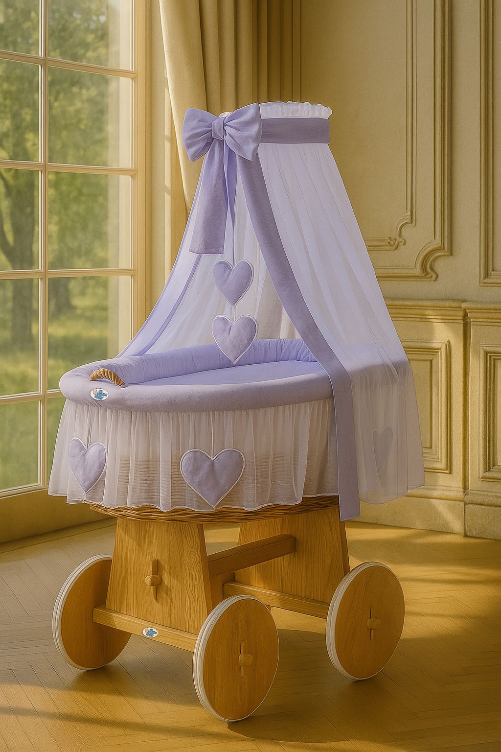 Wicker wieg - babywieg - natuurlijk comfort met handgeweven design en veilige houten basis