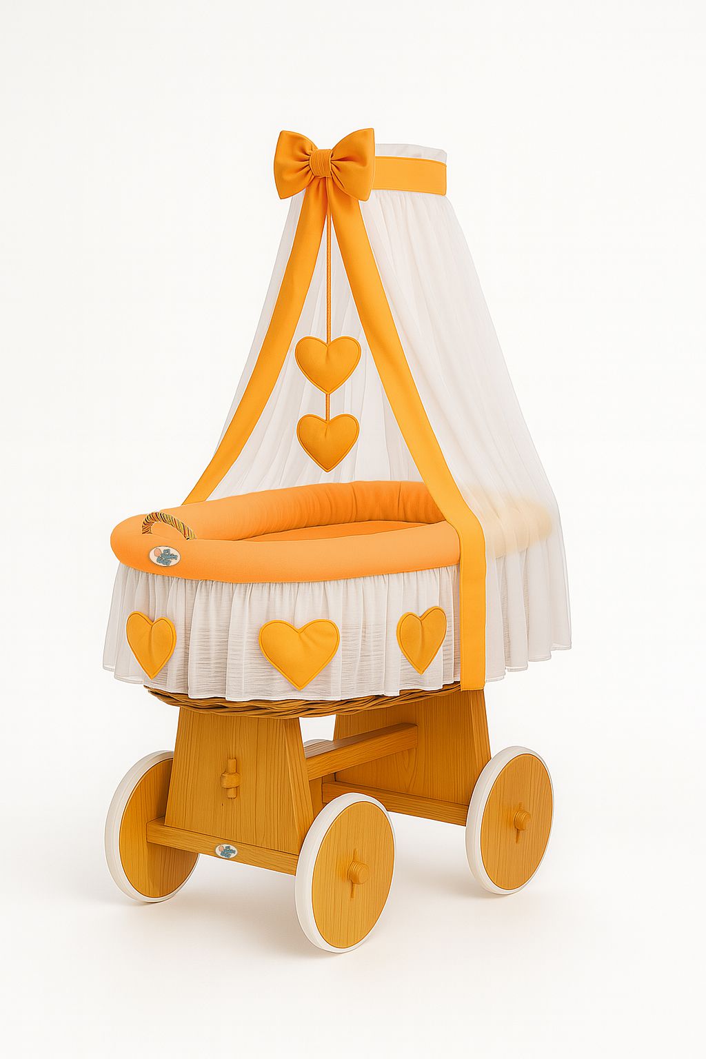 Wicker wiegje Amelie - handgeweven babymand - natuurlijk, veilig en comfortabel met luifel