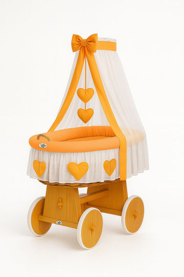Wicker wiegje Amelie - handgeweven babymand - natuurlijk, veilig en comfortabel met luifel
