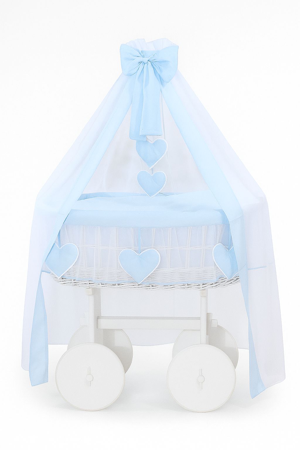 Wicker wiegje deluxe - babywieg - natuurlijk, veilig en comfortabel met gordijn & beddengoed