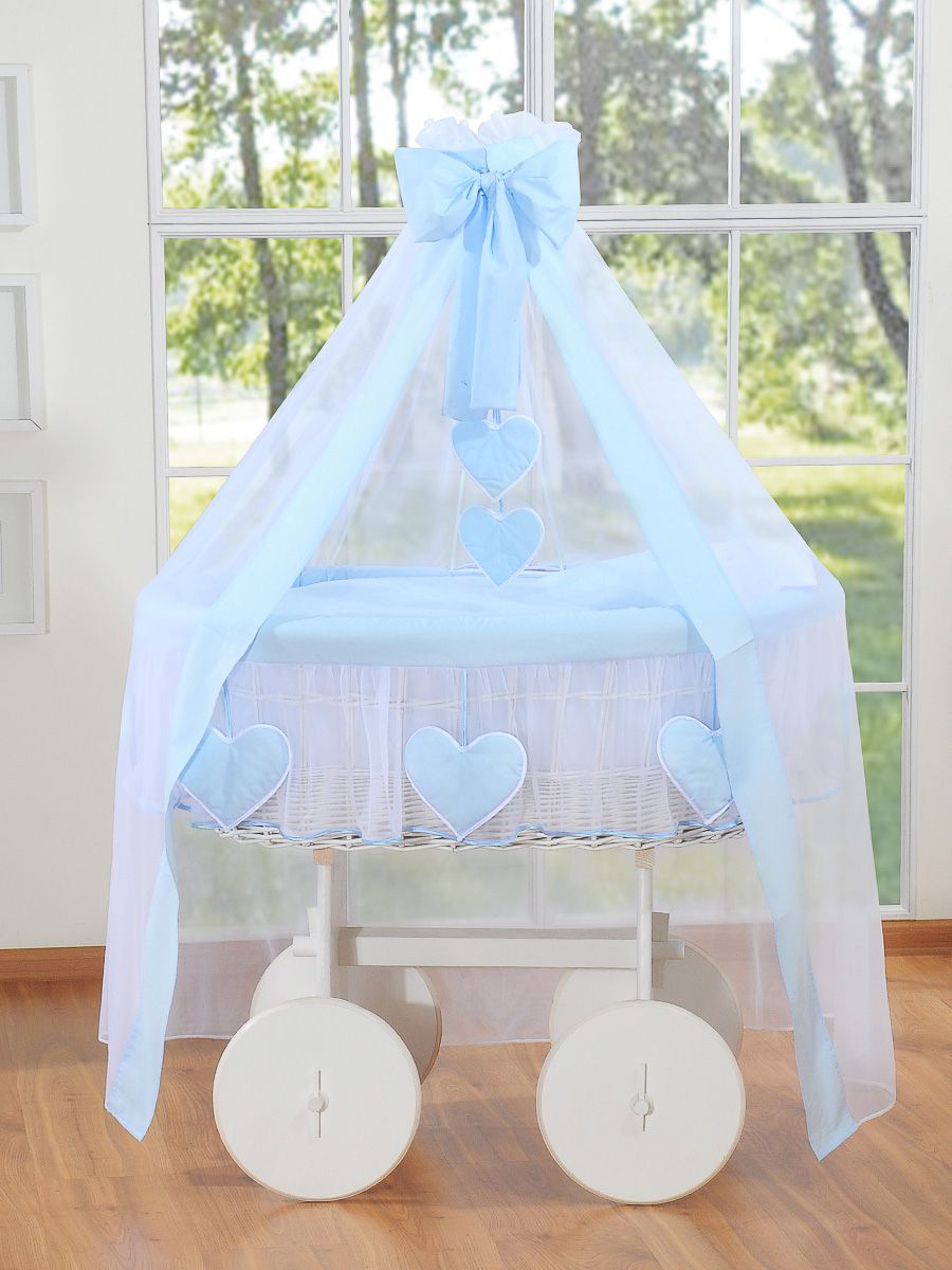 Wicker wiegje deluxe - babywieg - natuurlijk, veilig en comfortabel met gordijn & beddengoed