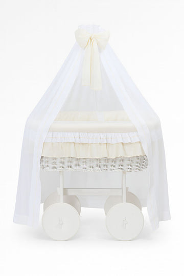 BellaFurn Baby wieg, rotan mand, natuurlijk en veilig met premium matras en beddengoed