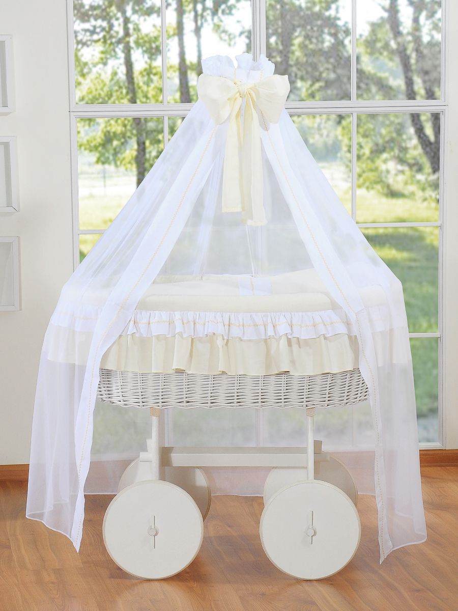 BellaFurn Baby wieg, rotan mand, natuurlijk en veilig met premium matras en beddengoed