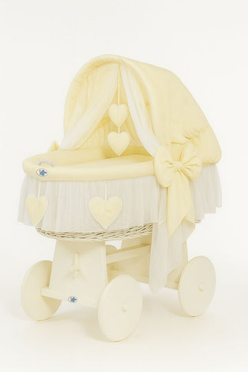 Wicker wieg Amelie - handgeweven babymand - comfortabel en veilig met verstelbare kap