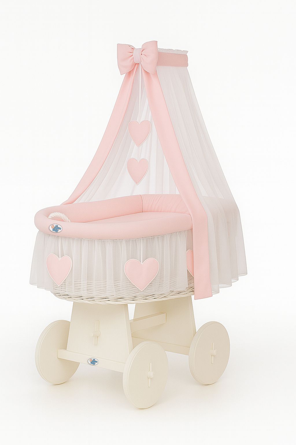Wicker babywieg, rieten wieg, veilig en comfortabel tot 9 maanden met luxe beddengoed