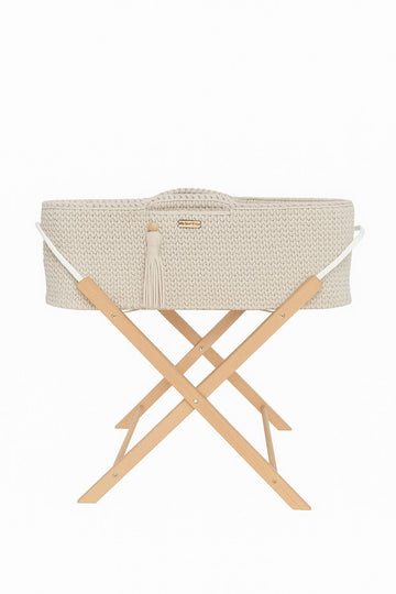 Handgjord boho spjälsäng, babykorg, inklusive stativ – antibakteriell madrass för extra hygien