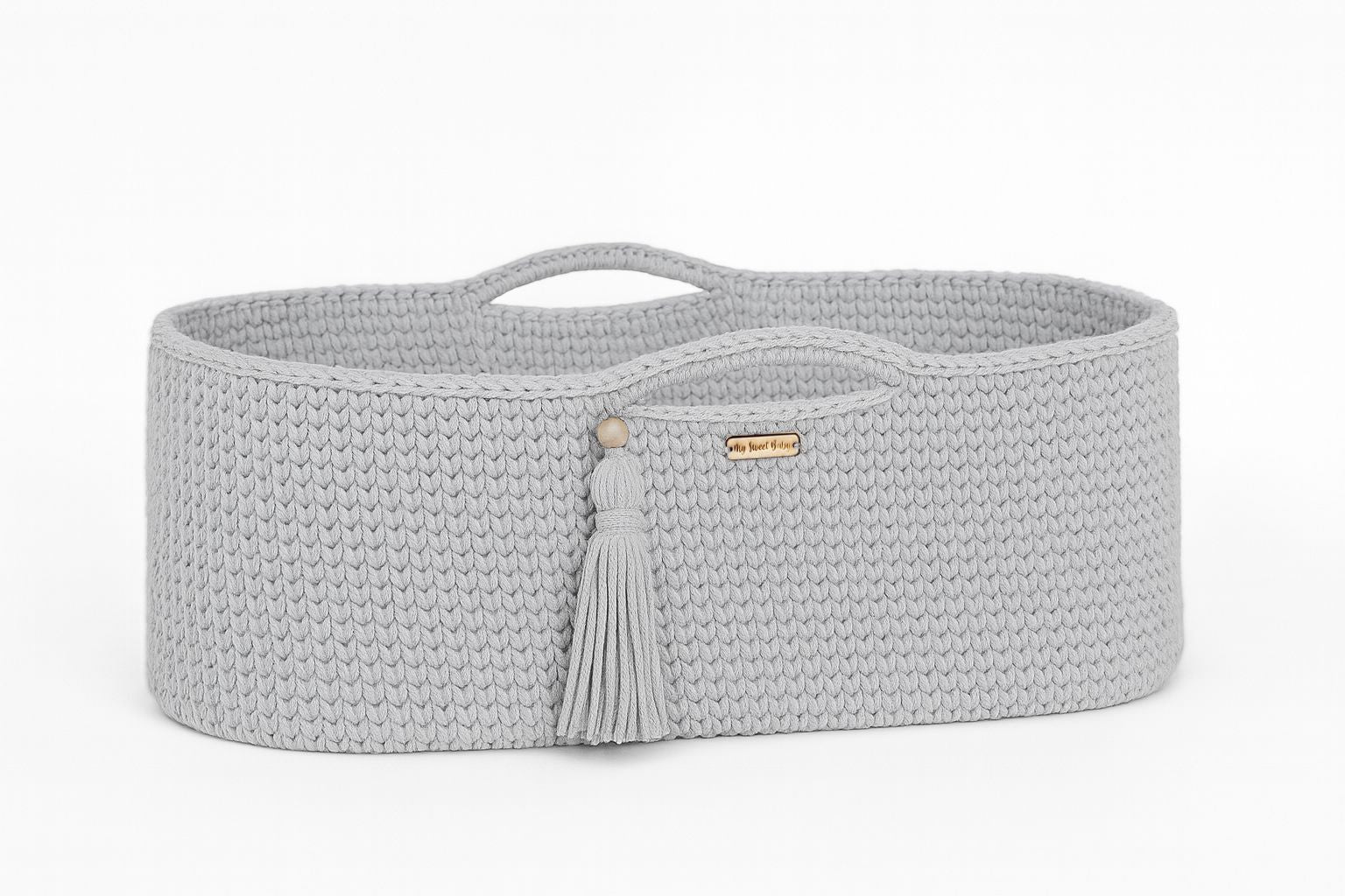 Boho-korg - handvirkad spjälsäng - inklusive antibakteriell madrass och optimalt stöd