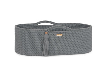 Virkad spjälsängskorg - handgjord bomull och antibakteriell madrass för extra säkerhet