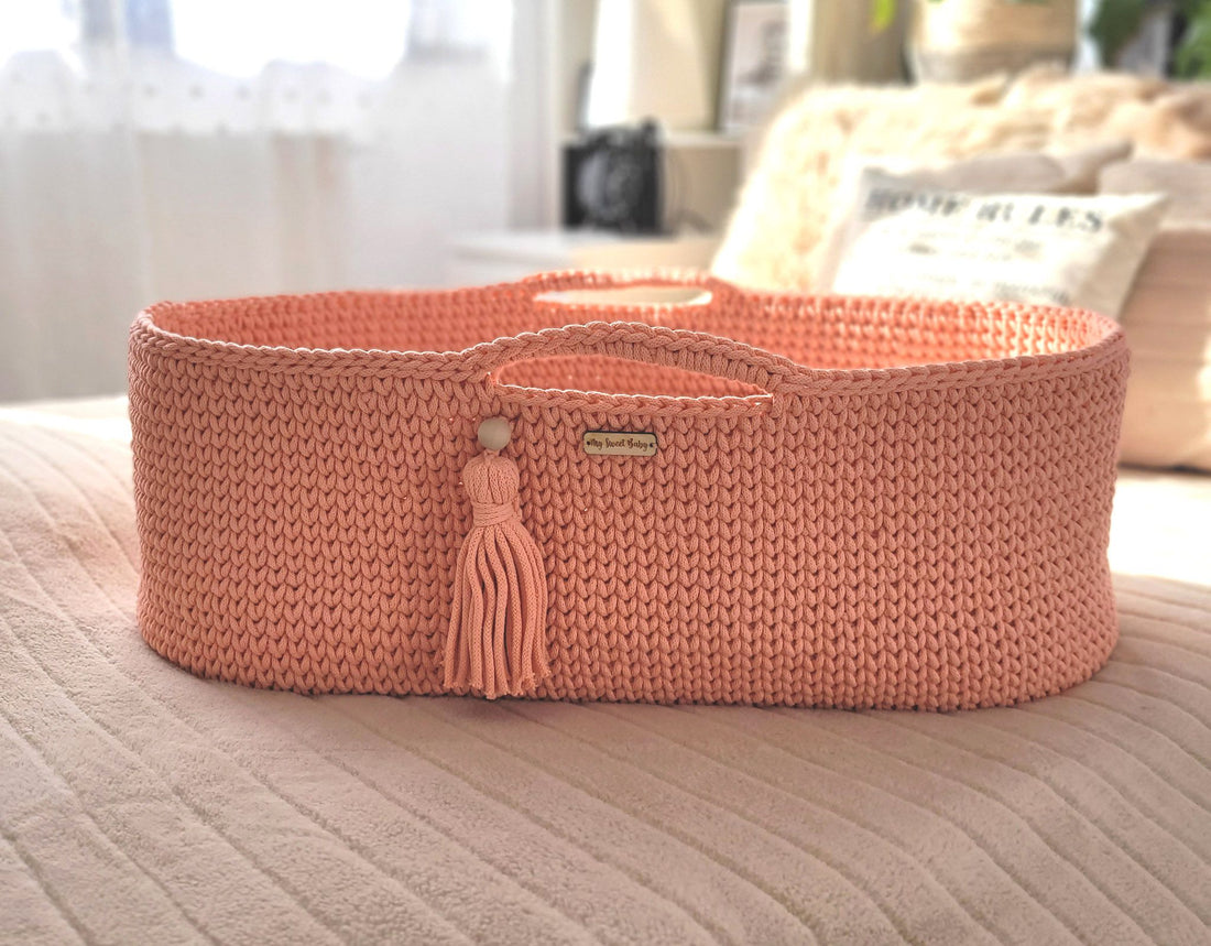 Boho babykorg - handgjord spjälsäng - inkluderar antibakteriell madrass för extra hygien