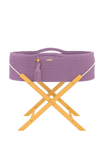 Handgjord spjälsäng - BOHO-korg - andningsbar bomull, antibakteriell madrass, trästativ