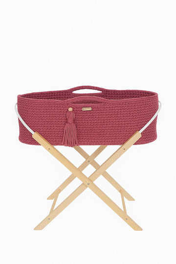 Boho babykorg - handgjord spjälsäng - inklusive träställ och antibakteriell madrass