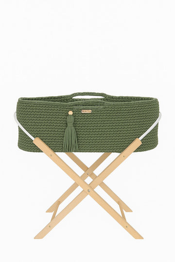 Boho babykorg med stativ - vagga - antibakteriell madrass för optimal hygien