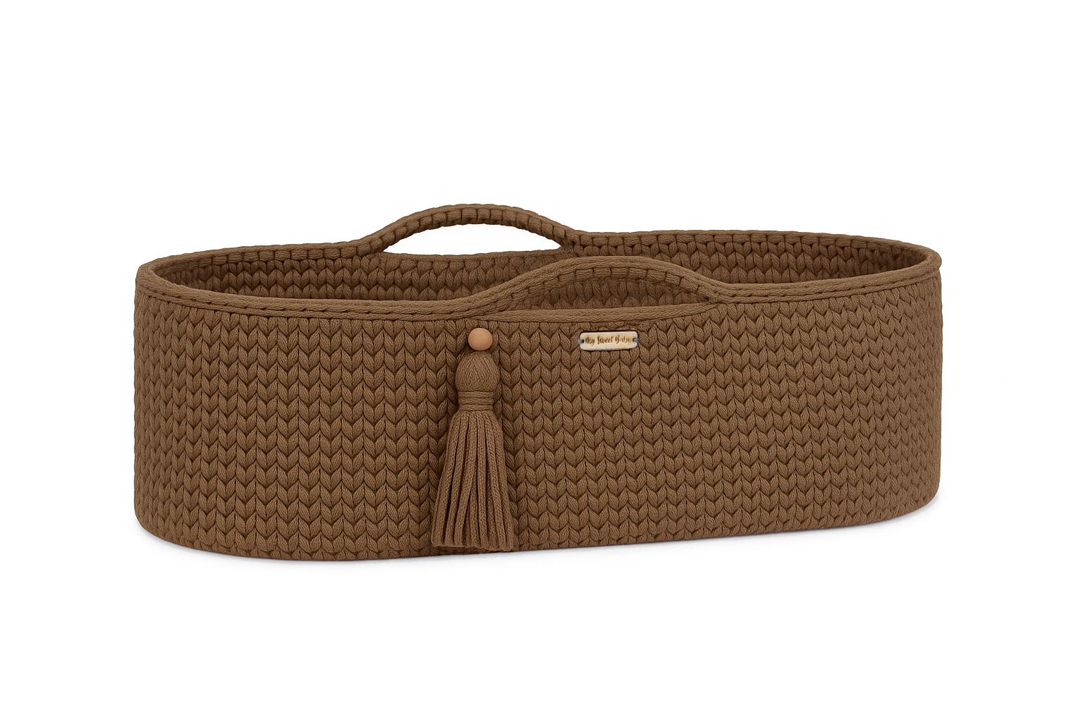 Handgjord bomullskorg för spjälsäng - virkad spjälsäng - inklusive antibakteriell silvermadrass