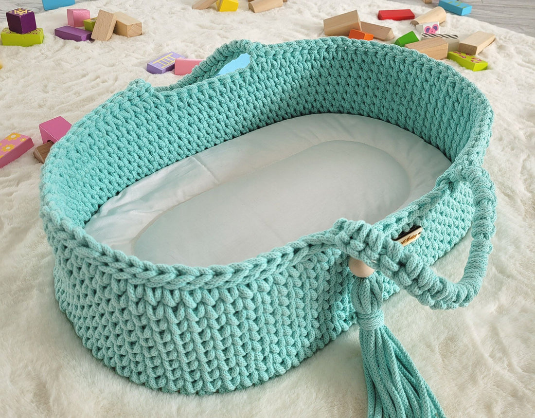 BOHO bomullsdockbärare - korg - handgjord och hållbar för timmar av skoj