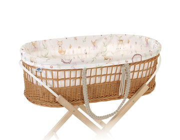 Wicker babymand, handgevlochten wieg, incl. matras & katoenen voering – ademend & draagbaar