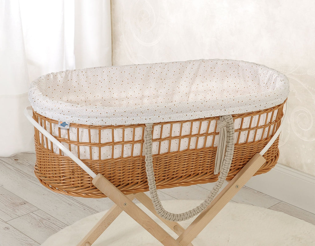 Babybettkorb – handgewebter Babykorb im Boho-Stil, herausnehmbares Baumwollfutter, Matratze inklusive