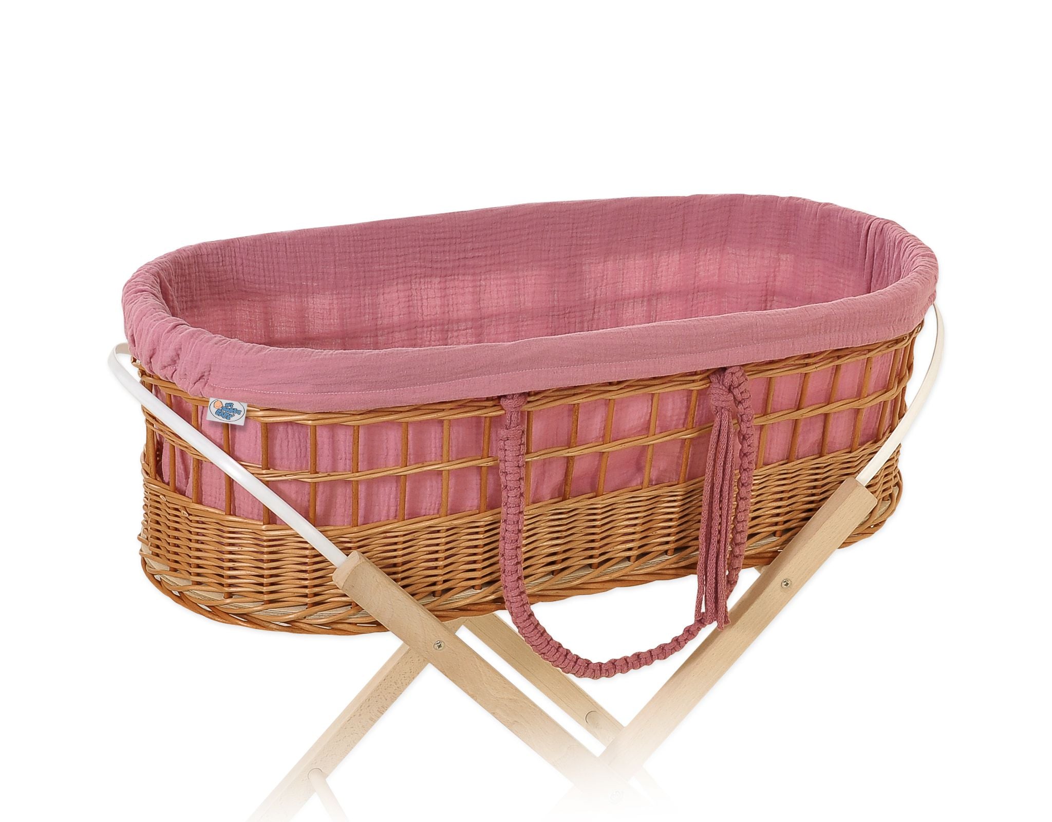 Wieg mand - baby basket - ademende boho-stijl, muslin voering, handgeweven, stabiel