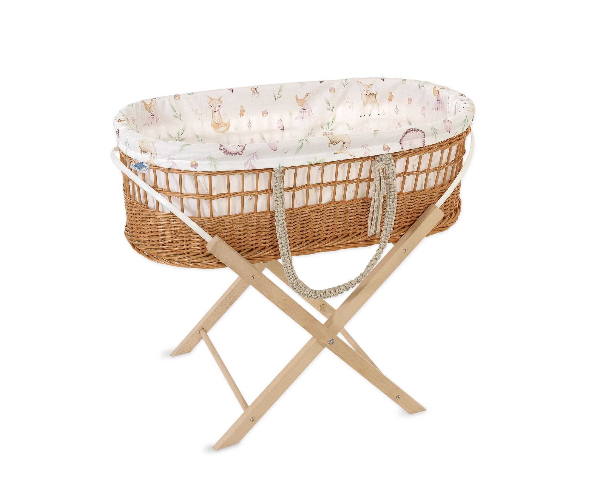 Wicker mand - baby wieg - handgevlochten, wasbare katoenen voering, incl. standaard