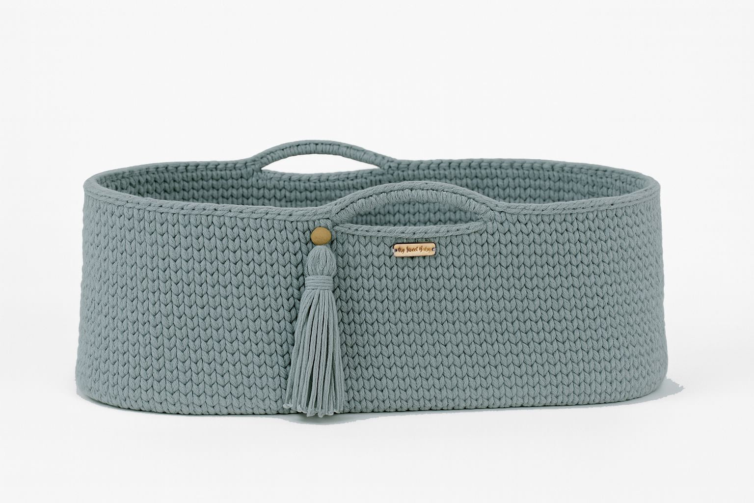 Handgjord bomullsvagga, spjälsäng, med antibakteriell madrass för extra komfort och säkerhet