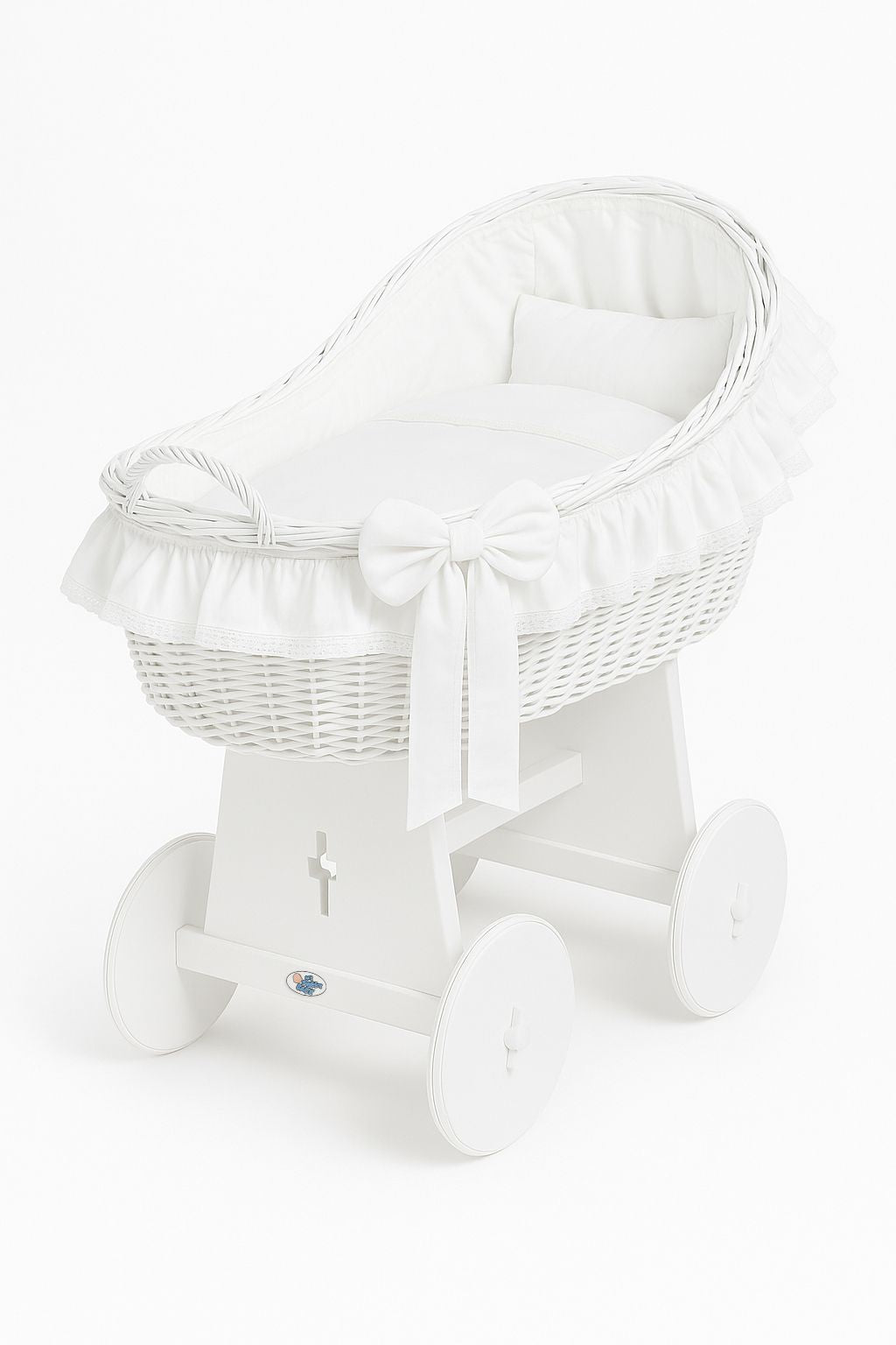 Wicker kinderwagenmand - wieg - duurzaam handgevlochten met premium matras en kap